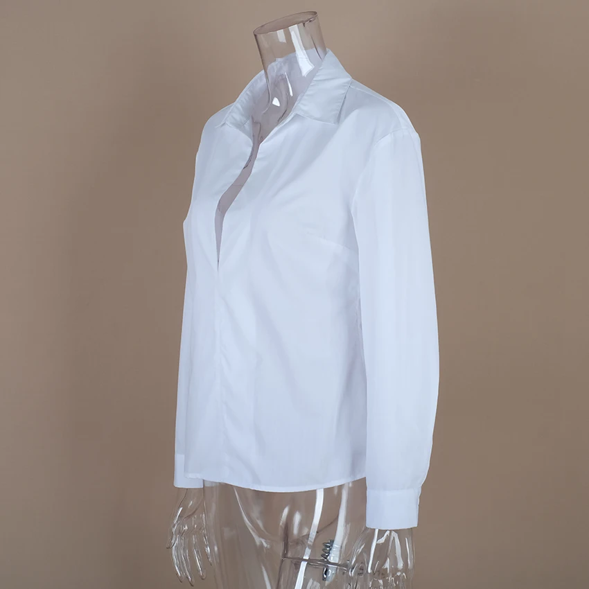 OOTN офисная блузка для женщин с длинным рукавом белая рубашка Женская Туника Топы