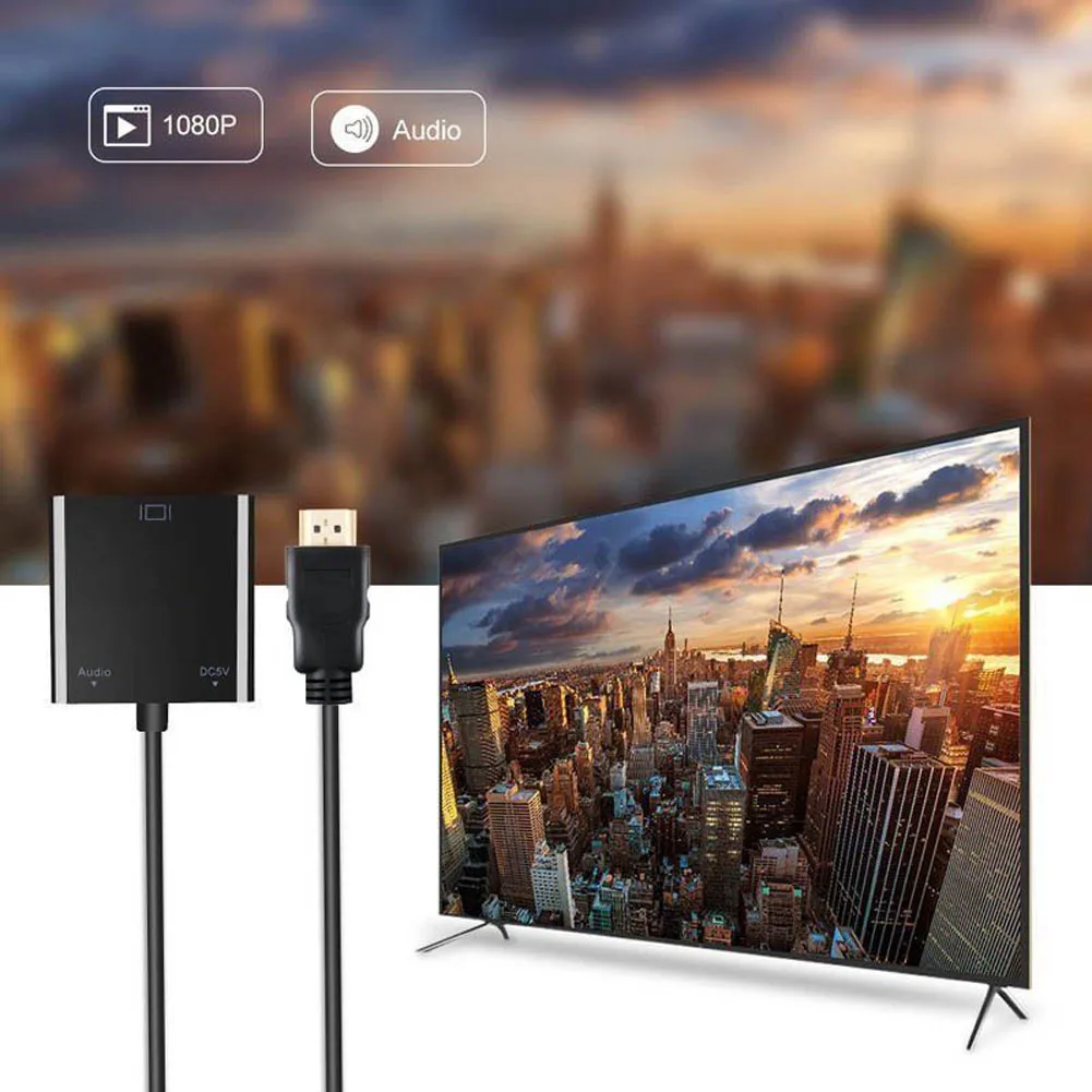 2019 горячий 1080P HDMI в VGA адаптер конвертер с USB мощность 3 5 мм аудио кабель для HDTV PC