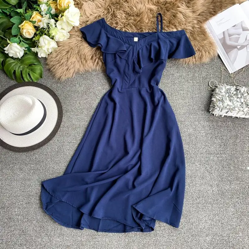 Французский стиль 2019 Новое Женское модное платье с оборками короткий рукав