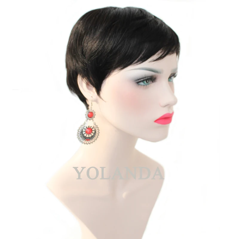 2017 New Short Pixie Cut Human Natural Hair Wig Rihanna Full Lace Front Bob Wigs For Black Women Celebrity Hot Sale |