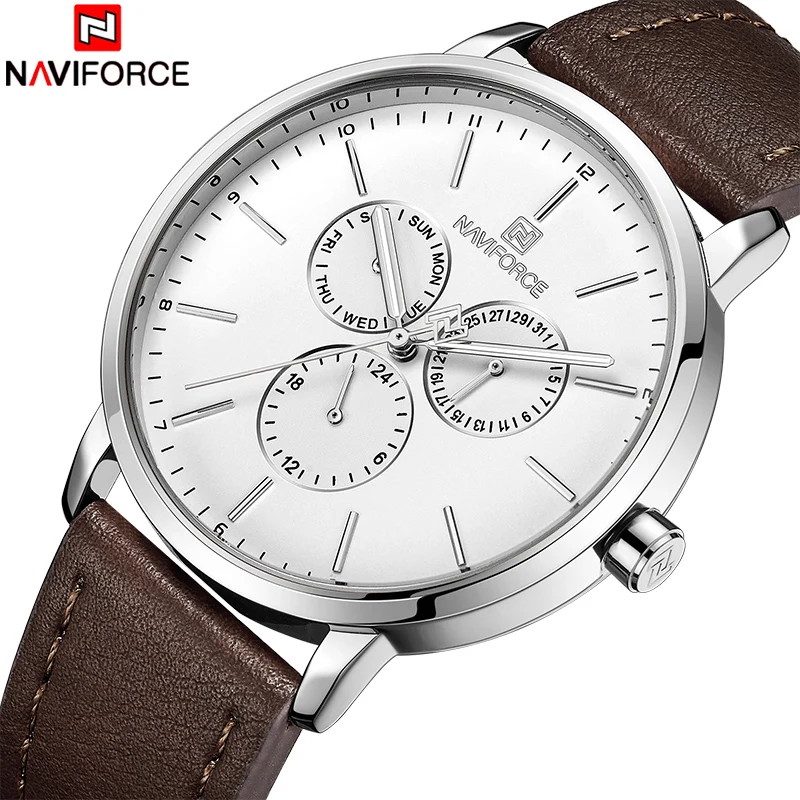 2018 NAVIFORCE новые мужские спортивные кварцевые часы кожаные водонепроницаемые