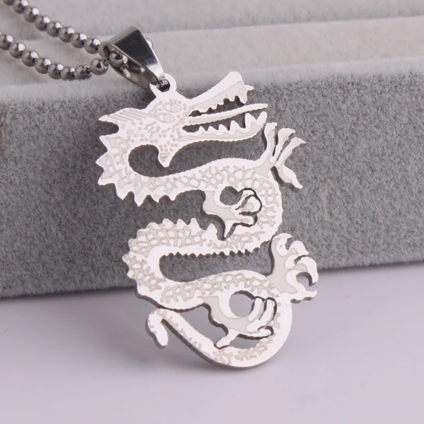 Серебряный цвет большой декоративный узор дракон 316L нержавеющая сталь кулон