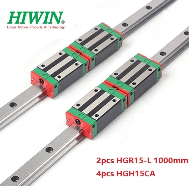 

2 шт., 100% оригинальные новые Hiwin HGR15 -L 1000 мм линейные направляющие/рельсы + 4 шт. HGH15CA линейные узкие блоки для маршрутизатора с ЧПУ