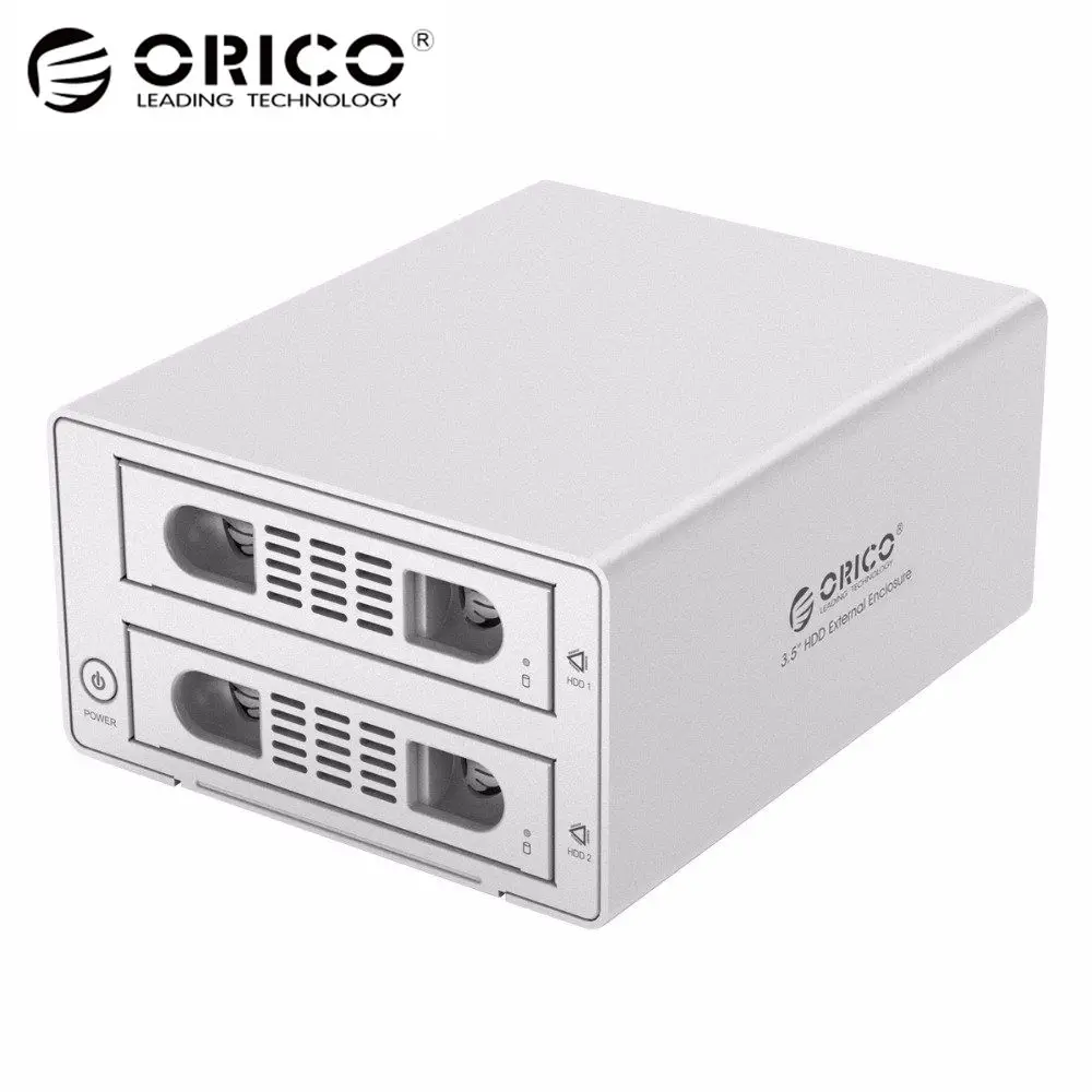 ORICO 3529RUS3 инструментов Алюминий 2 Bay 3 5 &quotSATA2.0 USB3.0 &amp eSATA HDD Внешний док станции RAID