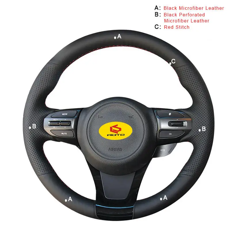 Microfiber Leather Авто оплетка на руль Крышка для Kia K5 Optima ручной швейный чехол рулевого колеса автомобиля аксессуары для интерьера - Название цвета: Microfiber Leather