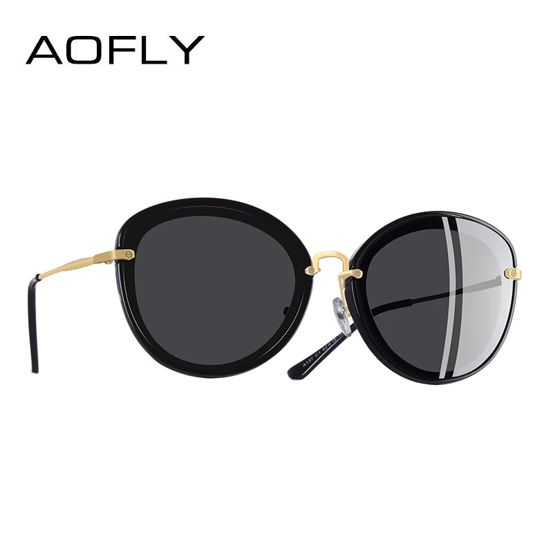 AOFLY, фирменный дизайн, модные женские солнцезащитные очки кошачий глаз, металлические ножки, поляризационные солнцезащитные очки для женщин, Oculos Gafas A137 - Цвет линз: C1