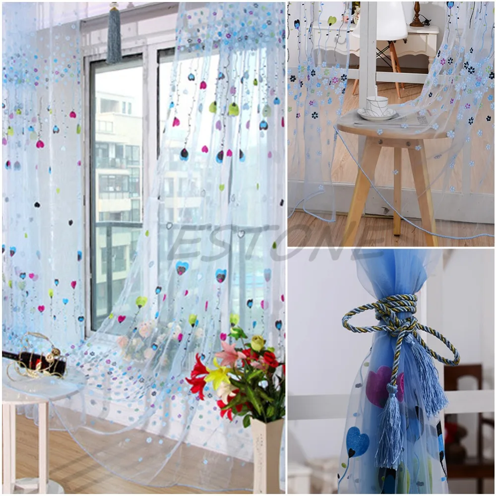 Лидер продаж милый баллон с сердечками тюль вуаль балкон детская спальня окно