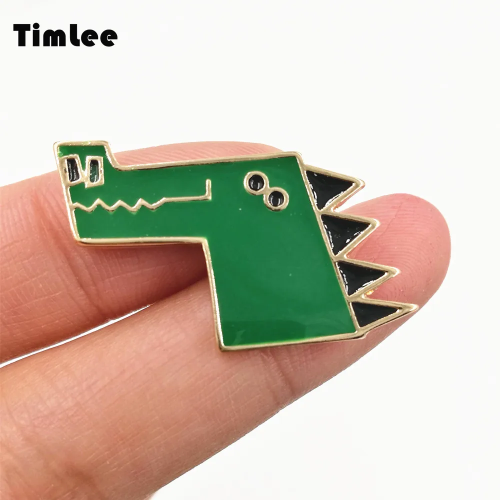 Металлическая брошь Timlee X246 с зеленой крокодиловой кожей|brooches wholesale|wholesale broochbrooch