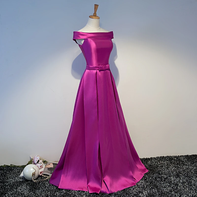 Женское атласное вечернее платье SSYFashion, длинное бальное платье с вырезом лодочкой и открытыми плечами, сексуальное платье для свадебных торжеств и выпускных вечеринок, индивидуальный пошив