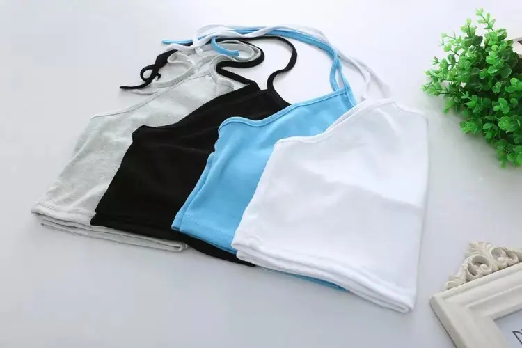 Женский топ с лямкой на шее бюстье укороченный Черная майка Топ без бретелек