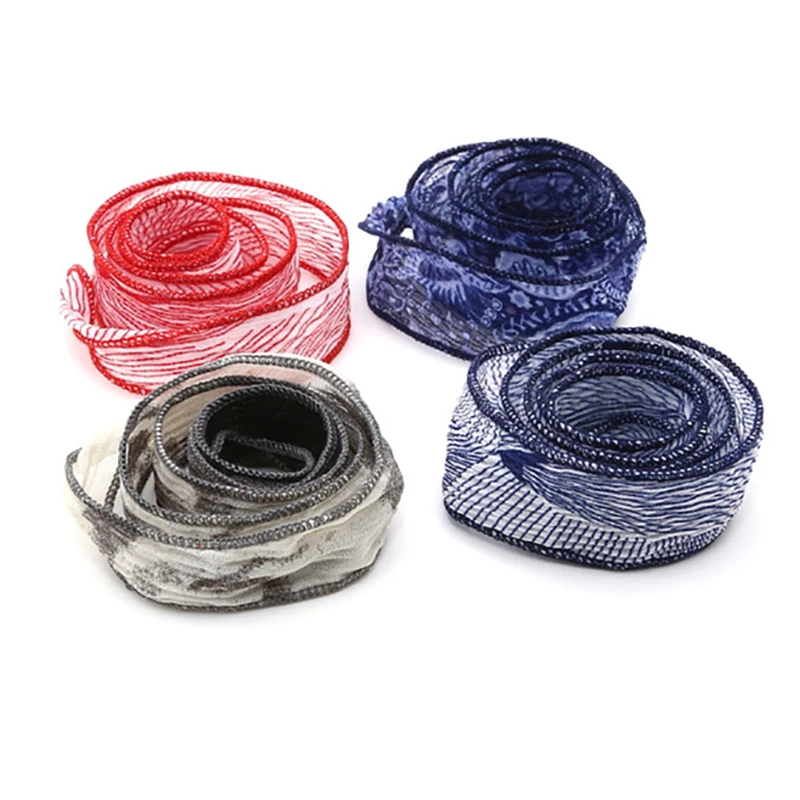 Женский браслет из шелковой ленты с принтом|Браслеты шармами| |