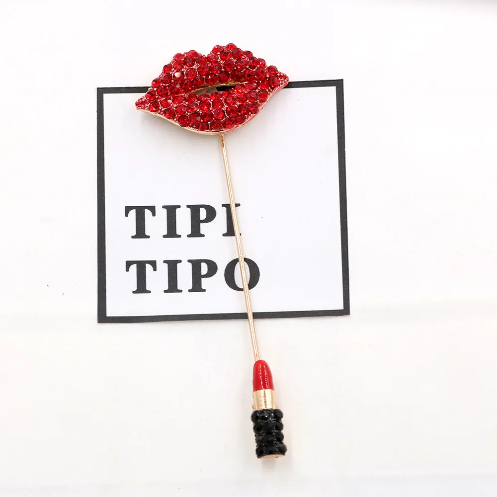 PULATU блестящие сексуальные броши для Rd губ булавки женщин эмалевая помада горный