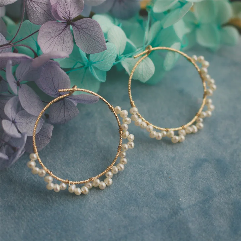 

Pearl Earrings Gold Filled Hoop Earrings Handmade Brincos Vintage Jewelry Not Fade Mom Party Gift Pendientes Earrings Oorbellen