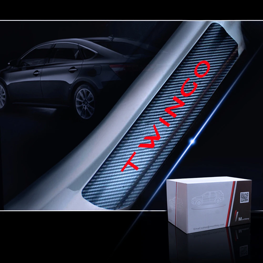 Car Door Sill Scuff Plate For RENAULT TWINGO Threshold Carbon Fiber Vinyl Sticker Styling Accessories 4Pcs | Автомобили и