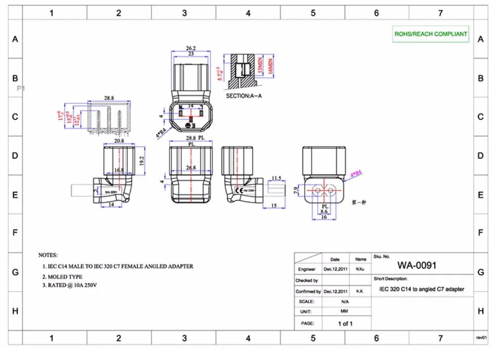 Адаптер питания IEC 320 C14 C7 Мама папа преобразователь F/M переменного тока 3Pin 2Pin