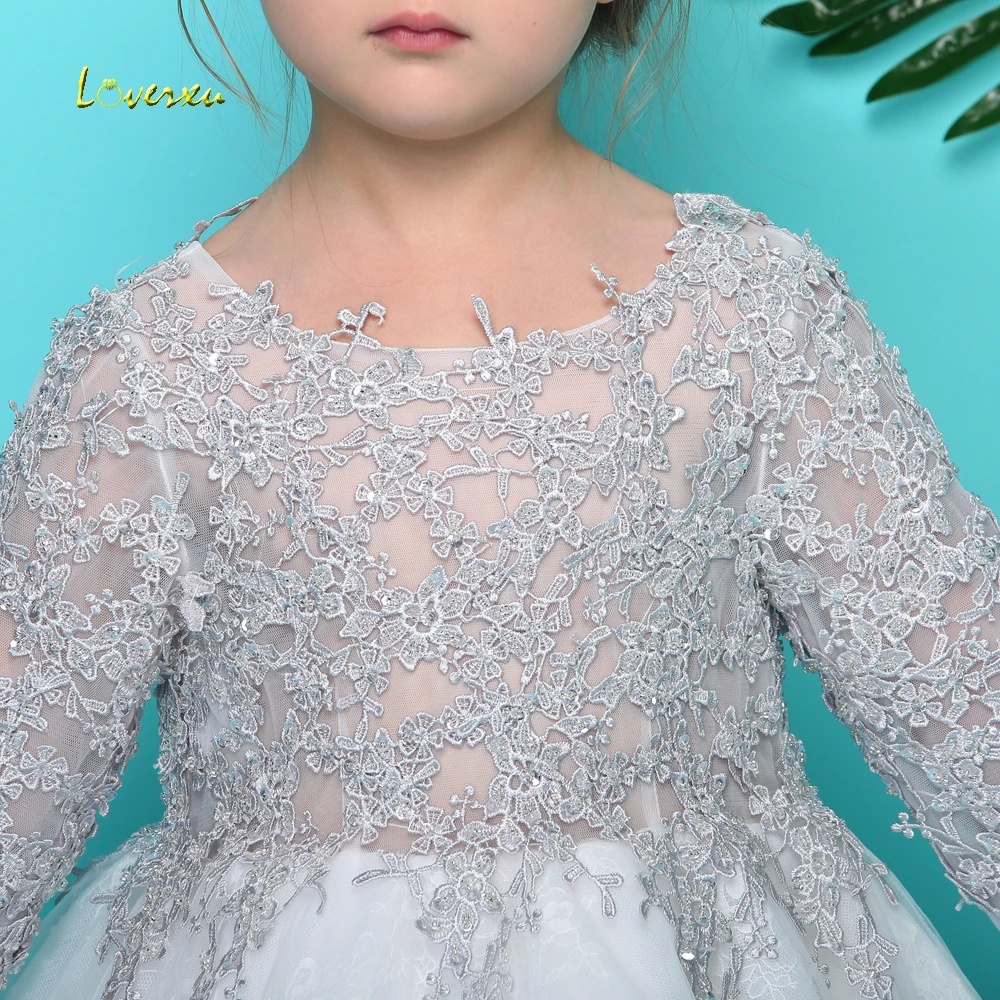Loverxu с длинным рукавом Чай Длина бальное платье для девочек в цветочек платья 2018