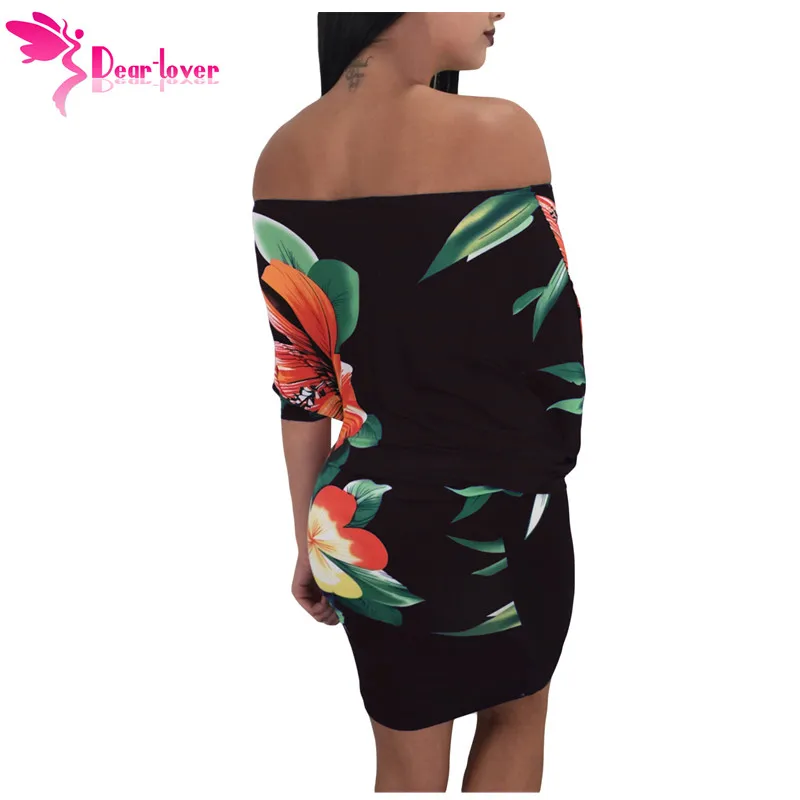Dear Lover сексуальное платье с открытыми плечами для клуба облегающее Vestidos 3/4 рукав
