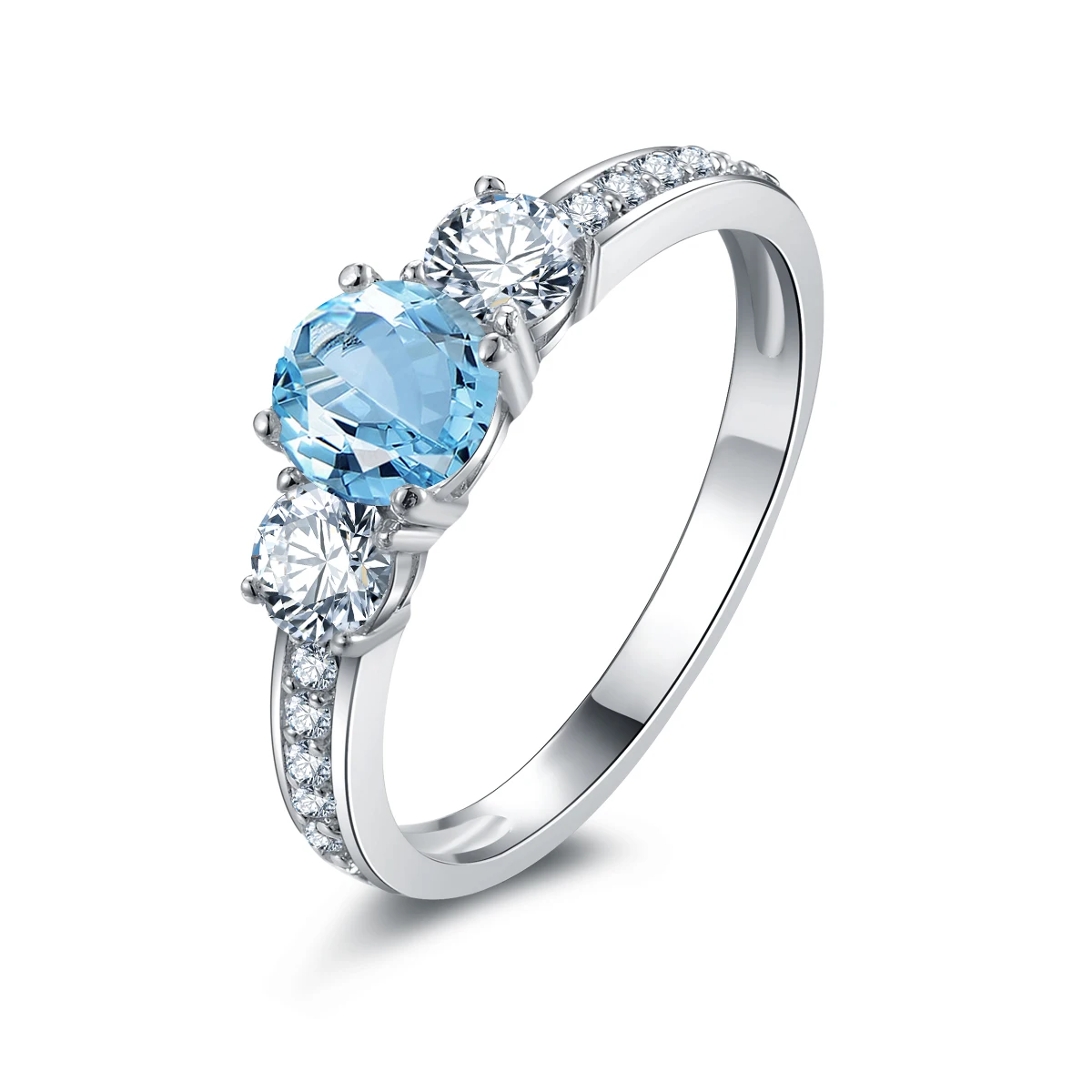 

QYI Natural Sky Blue Topaz Ring 925 Sterling Silver Classic Wedding Bands Rings For Women Colored stones Jewelry wholesale