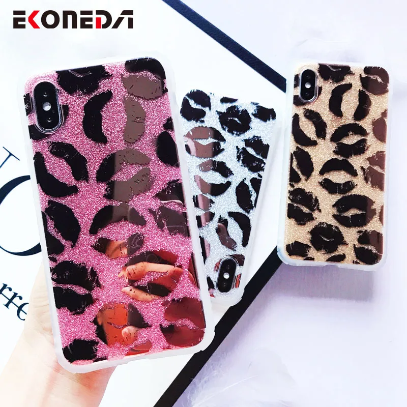 EKONEDA чехол с зеркальными губами для iPhone 7 блестками X Роскошный девочек XR XS Max 6S 8 Plus