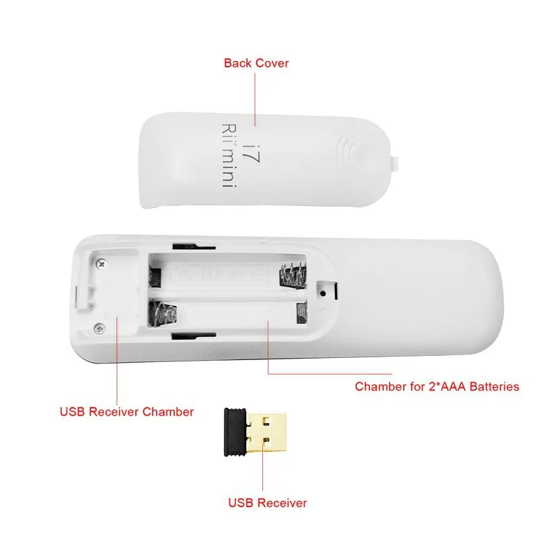 100 шт./DHL оптовая продажа Rii i7 Mini Air Mouse 2 4 ггц беспроводной встроенный 6 осевой