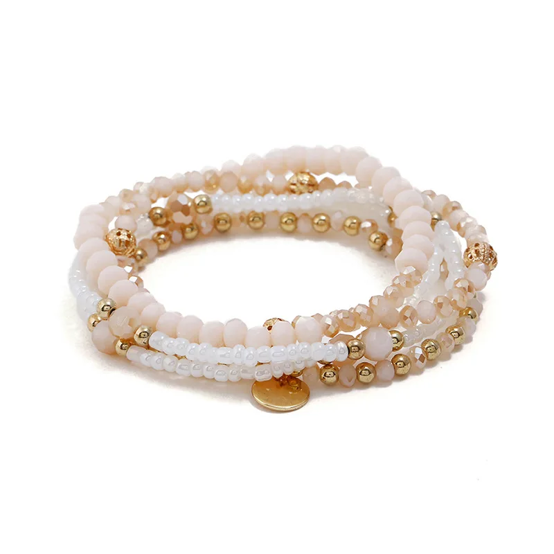 Bracelet Set Boho 4 шт./компл. браслет из маленьких бусин Мода ручной работы в богемном стиле браслет для Для женщин девочек ручной браслет ювелирные изделия Bijoux Femme(украшения своими руками - Окраска металла: Bracelet Set