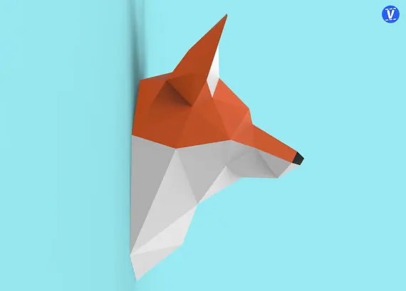 Fox Wall Hanging 3D Paper Model DIY Manual Die Toy Geometric Origami Three-dimensional Composition | Игрушки и хобби