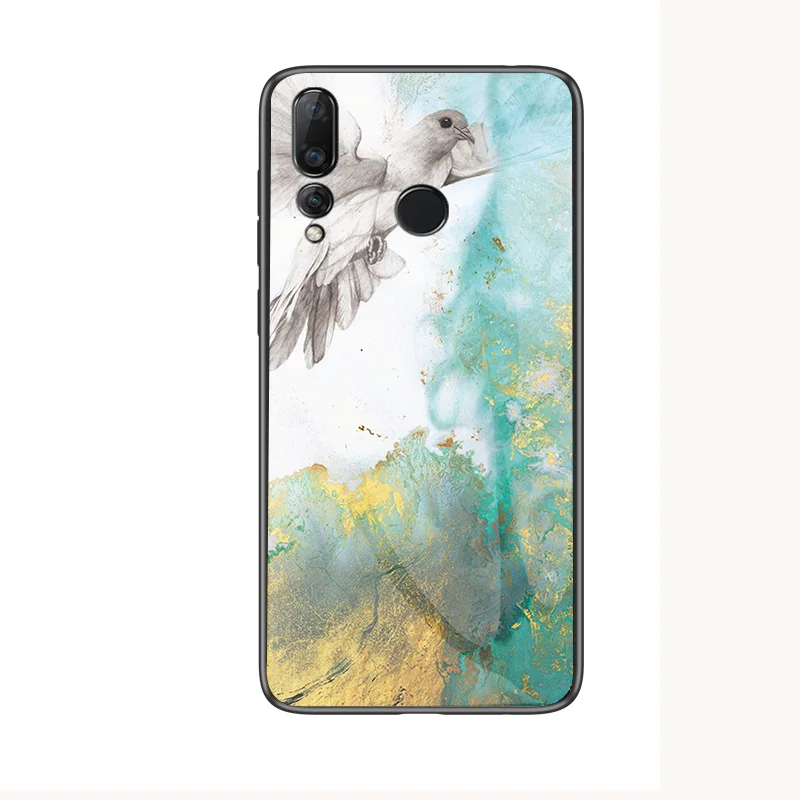 Pigeon Для huawei P Smart Z чехол с мраморным глянцевым закаленным стеклом Мягкий Силиконовый противоударный жесткий чехол для телефона для huawei P Smart - Цвет: Pigeon