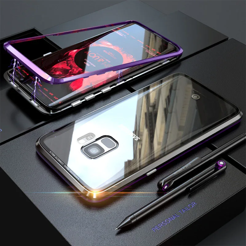 Чехол для samsung Galaxy S9 тонкий бампер [Магнитная адсорбции] закаленное стеклянный