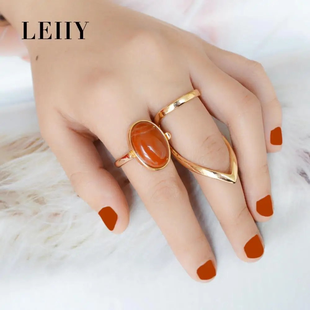 Горячие Мода в стиле панк золото-цвет большой полый Геометрическая себе Кольца