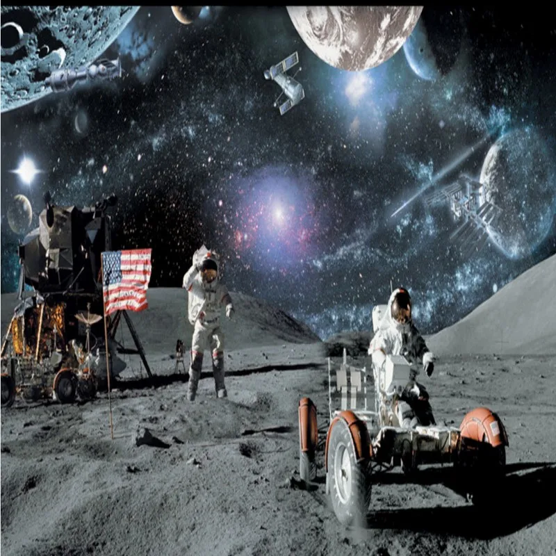 Обои 3d на заказ гостиная спальня фотообои Луна лунный календарь Ровер галактика