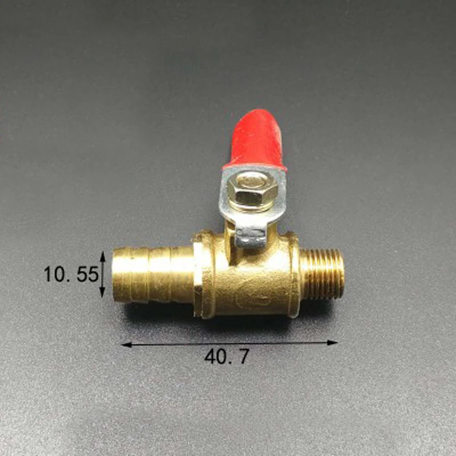 DN6 1/8 &quotBSP Мужской x 10 мм штуцер для шланга хвост латунный шаровой клапан воды газа