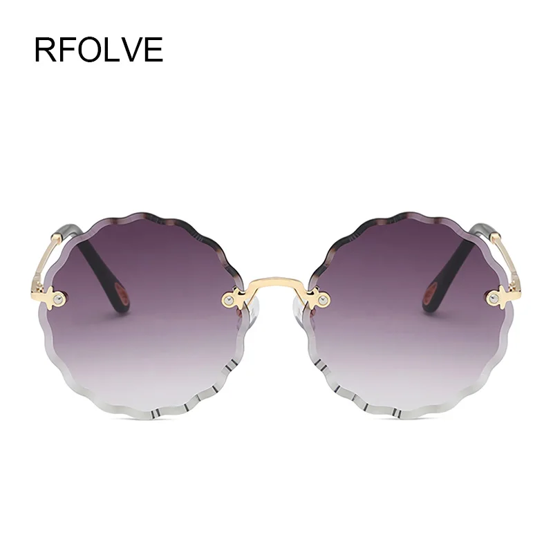 RFOLVE Модные солнцезащитные очки без оправы женские брендовые Ретро Круглые