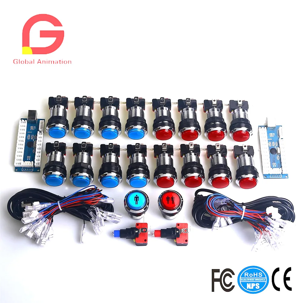 Аркадный набор сделай сам для 2 игроков ПК USB чип управления аркадного стиля Joystck 18