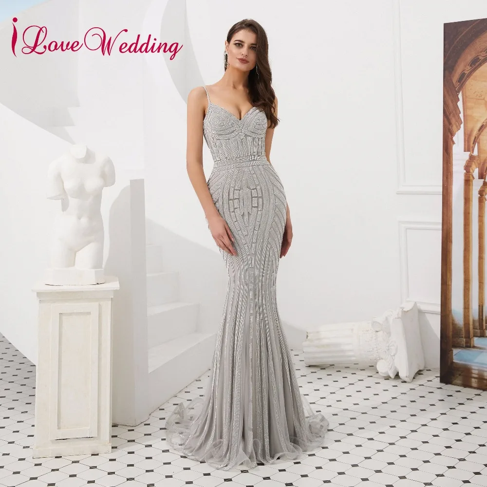 ILoveWedding Очаровательное платье для выпускного вечера сексуальное платье Русалка на бретельках Вечерние платья Длинные вечерние платья