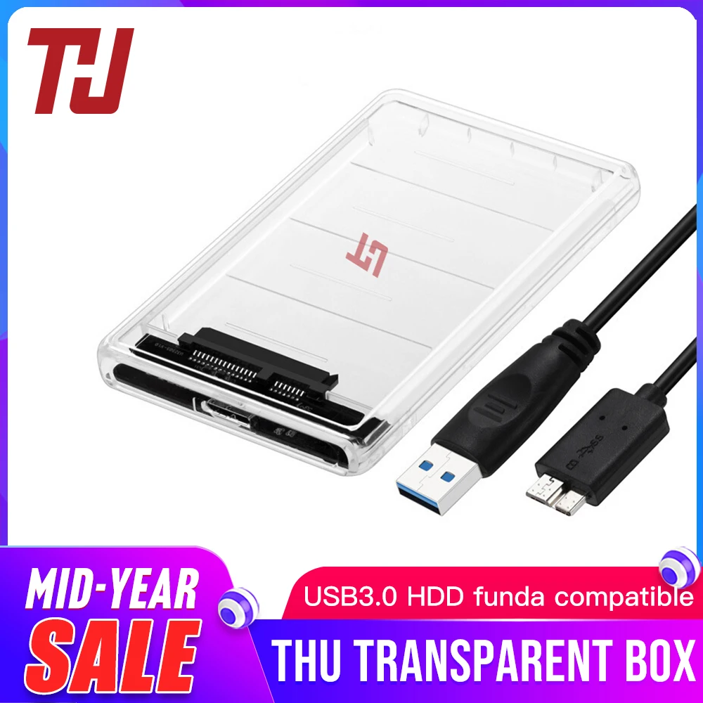 THU 2 5 дюйма 2139U3 прозрачный USB3.0 HDD чехол с поддержкой ТБ жесткого диска|Корпус