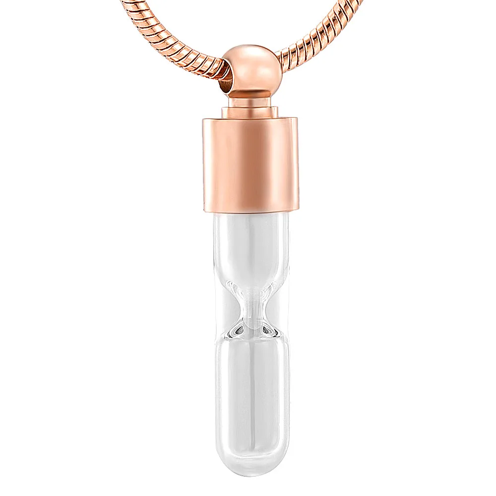 

Stainless Steel Timeless Hourglass Charm Cremation Urn Ash Holder Pendant Necklace Keepsake Memorial Jewelry