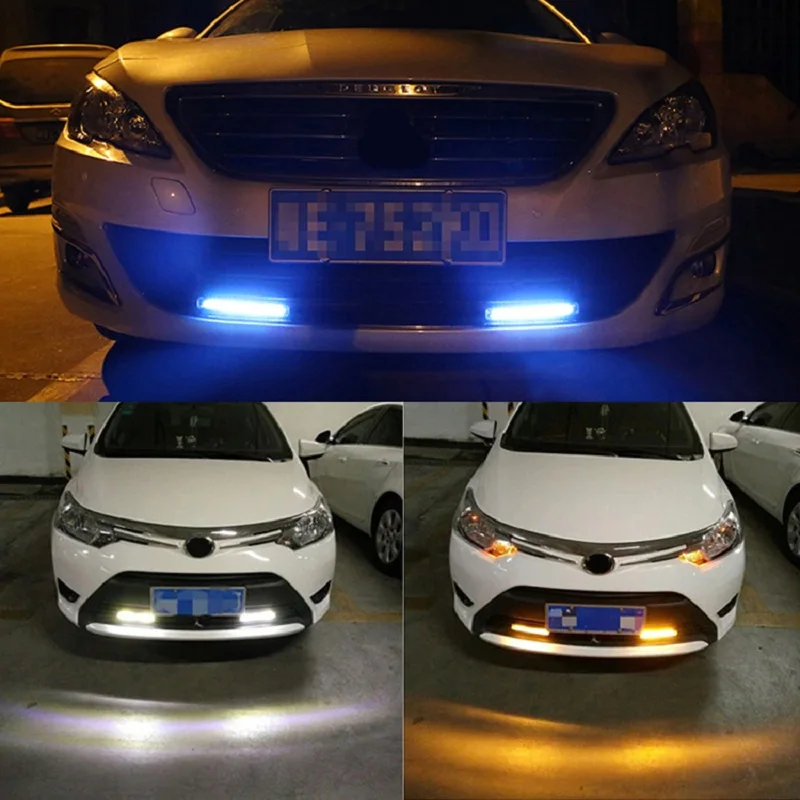 OKEEN 2pcs DRL Car LED Daytime Running Lights White Sequential Flowing Yellow Turn Signal Light Blue Fog Lamp 12V Driving |
