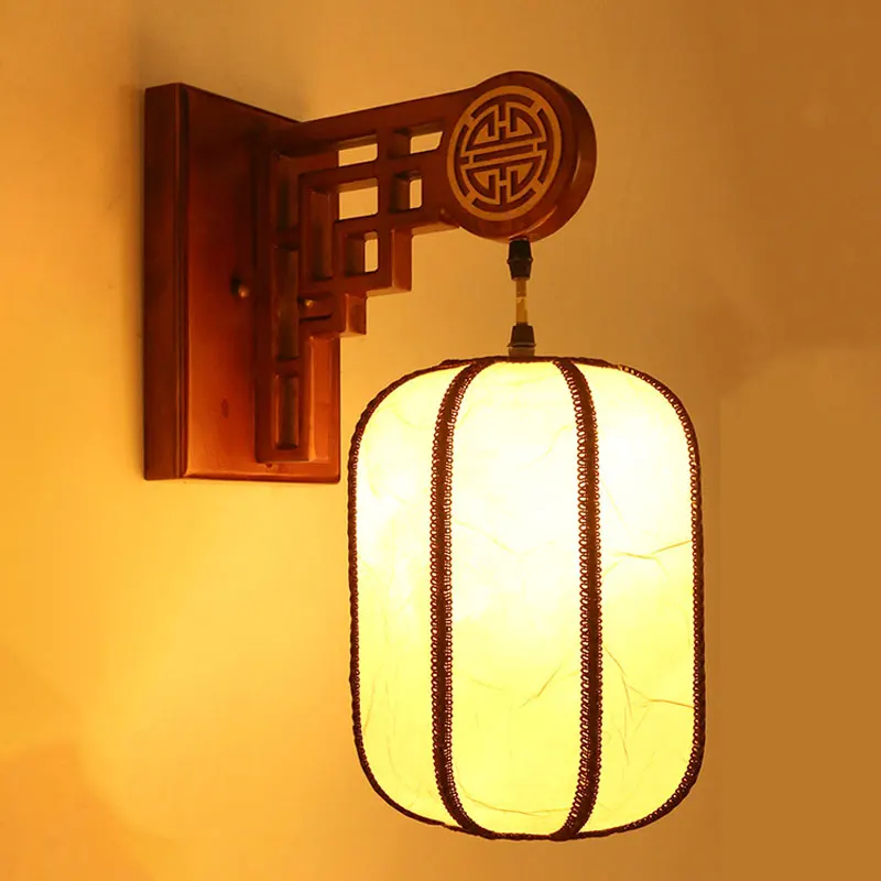 Yellow no bulb Массивный деревянный фонарь, настенный светильник для лестницы, отеля, гостиной, кабинета, лампа, настенный светильник, бра для спальни, прикроватные светильники, китайский стиль, бюстгальтер - Цвет абажура: Yellow no bulb
