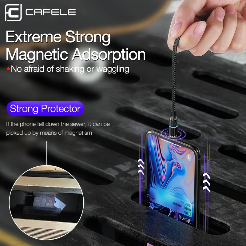 Магнитный usb-кабель CAFELE QC3.0 Micro-кабель USB Type-C для iPhone X XS MAX XR 8 7 6 Plus 3A кабели быстрой
