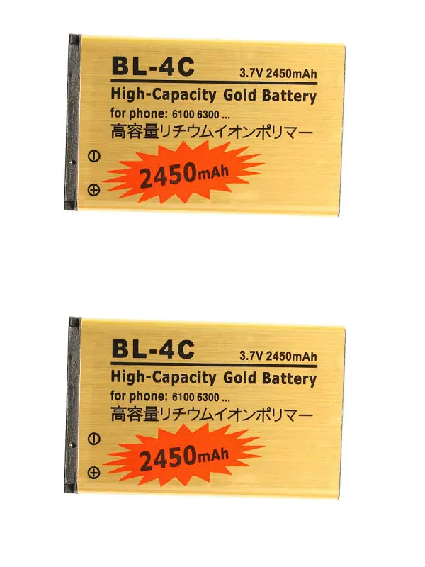 Ciszean 2 шт./лот 2450 мА/ч BL 4C BL4C золото запасная батарея для Nokia 6100 6300 C1 00 C2 05 X2 6021 7180 3118 6136
