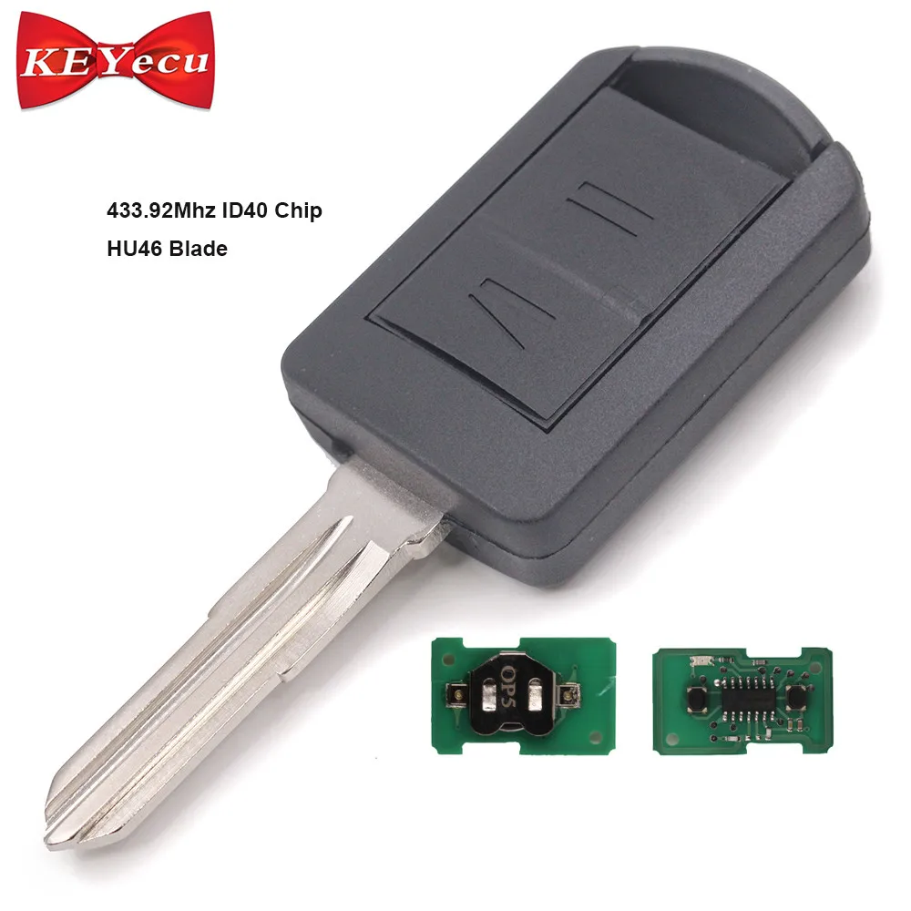 KEYECU дистанционный брелок 2 кнопки + 433 92 МГц ID40 чип для Vauxhall Opel Corsa C Meriva Combo HU46 Blade|opel
