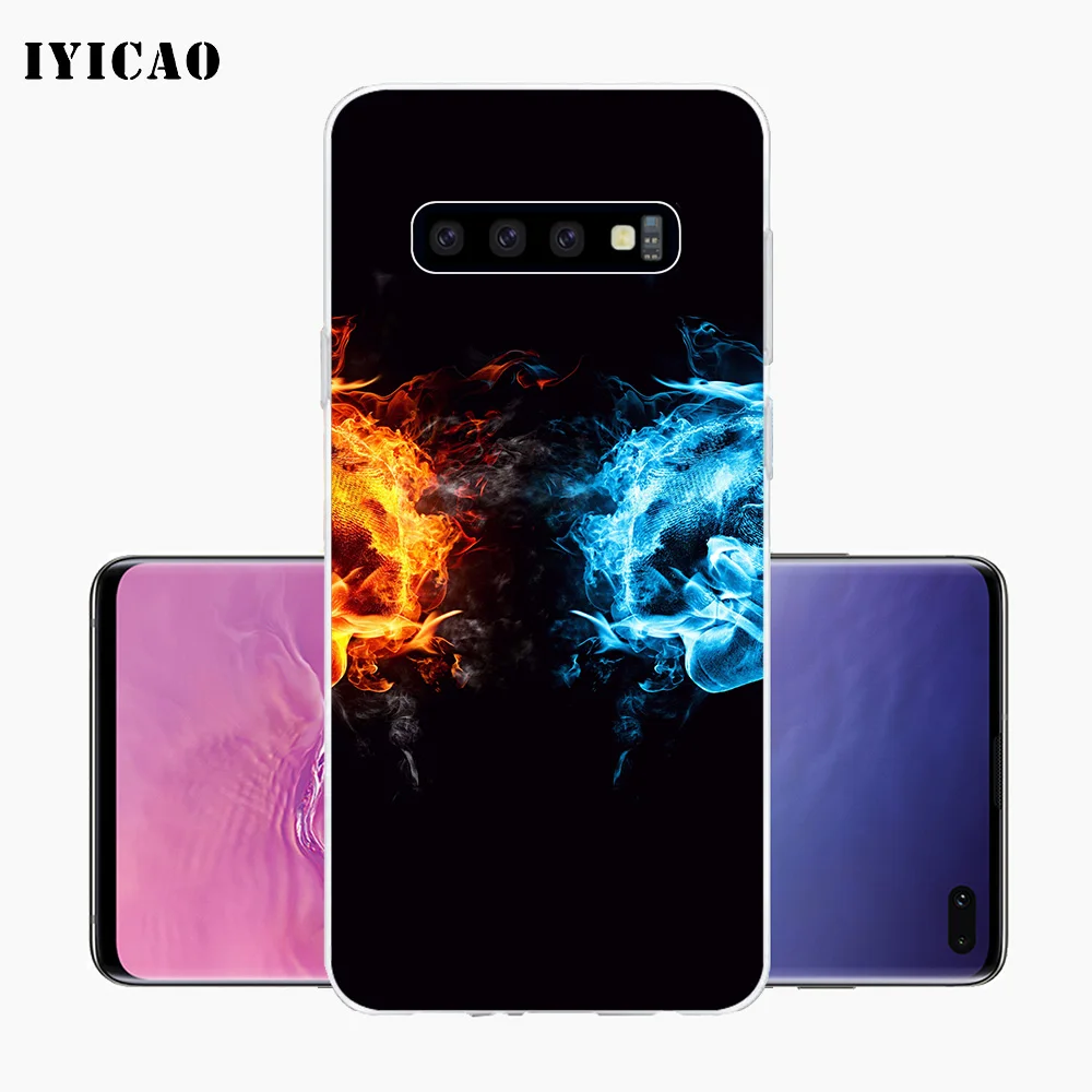 IYICAO Fire Football sky moon Мягкий силиконовый чехол для телефона Samsung Galaxy S10e S10 S9 S8 Plus S7 Edge TPU
