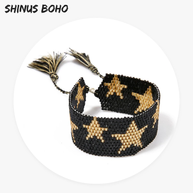Браслет манжета SHINUSBOHO MIYUKI с бусинами для женщин и мужчин мини браслет кисточками