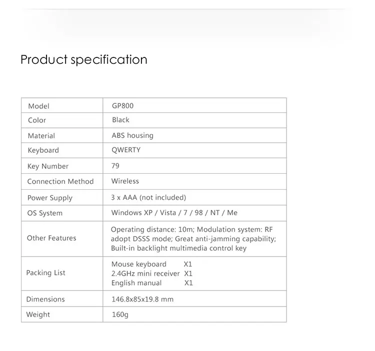 Measy GP800 2,4 ГГц Беспроводная игровая клавиатура умная воздушная мышка Tochpad пульт дистанционного управления для Android tv Box/ноутбука/планшетного ПК