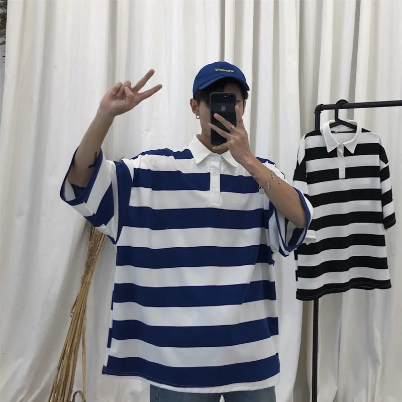 Новинка лета 2019 модная мужская Спортивная простая свободная полосатая