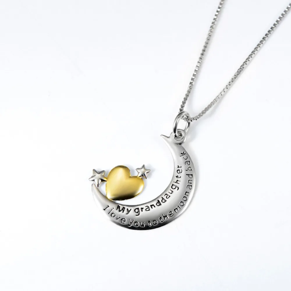 925 пробы серебряные украшения I LOVE YOU TO THE MOON AND BACK подвески для внучки ожерелья
