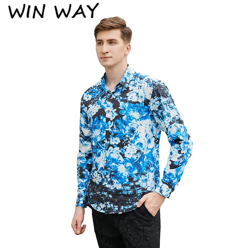 Win Way Мужской осенне-зимний Королевский хлопок цветной принт певица костюм