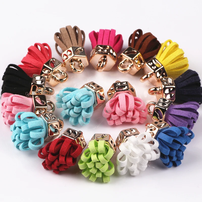 Замшевые Кожаные Кисточки для брелка 100 шт. смешанные цвета 24 мм маленький размер