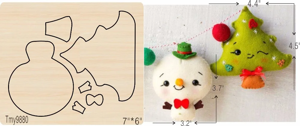 

Christmas tree and snowman DIY wooden die/cutting tool die/ Scrapbook mold/Tmy9880