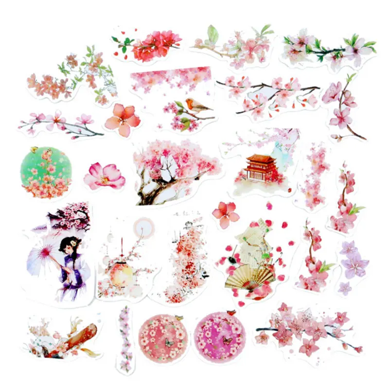 27 шт./пакет в классическом китайском стиле цветы бумажные наклейки миньонов для